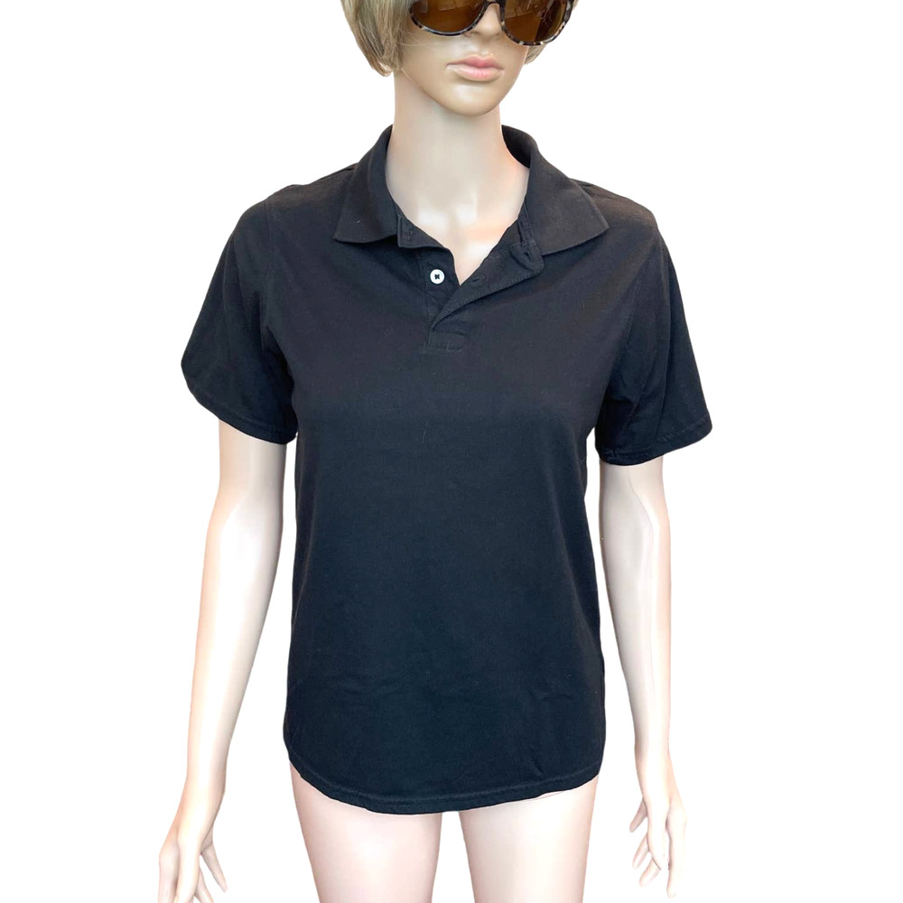 Wonder Nation Black Polo Shirt Women Sz XL (14/16) gently used